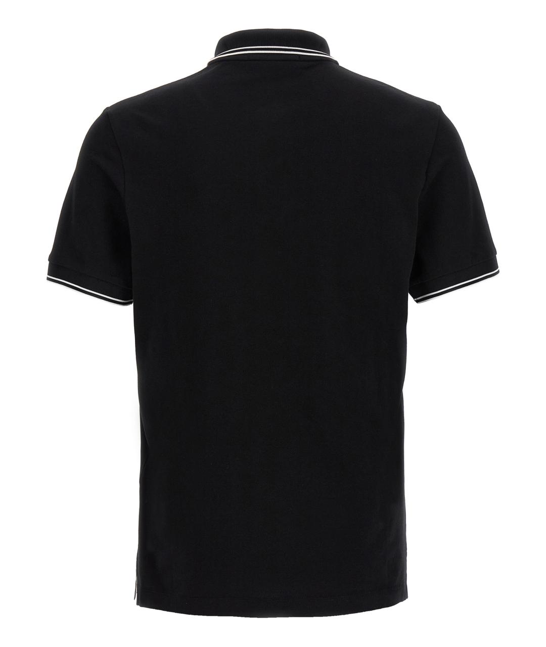 STONE ISLAND Черное хлопковое поло с коротким рукавом, фото 2