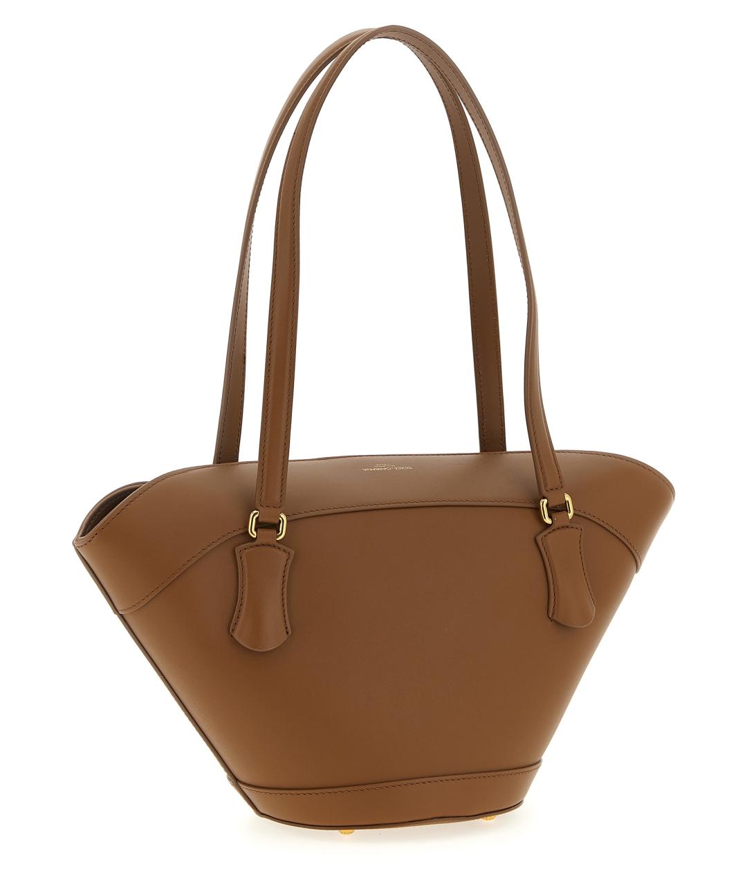 DOLCE&GABBANA Коричневая кожаная сумка тоут, фото 2