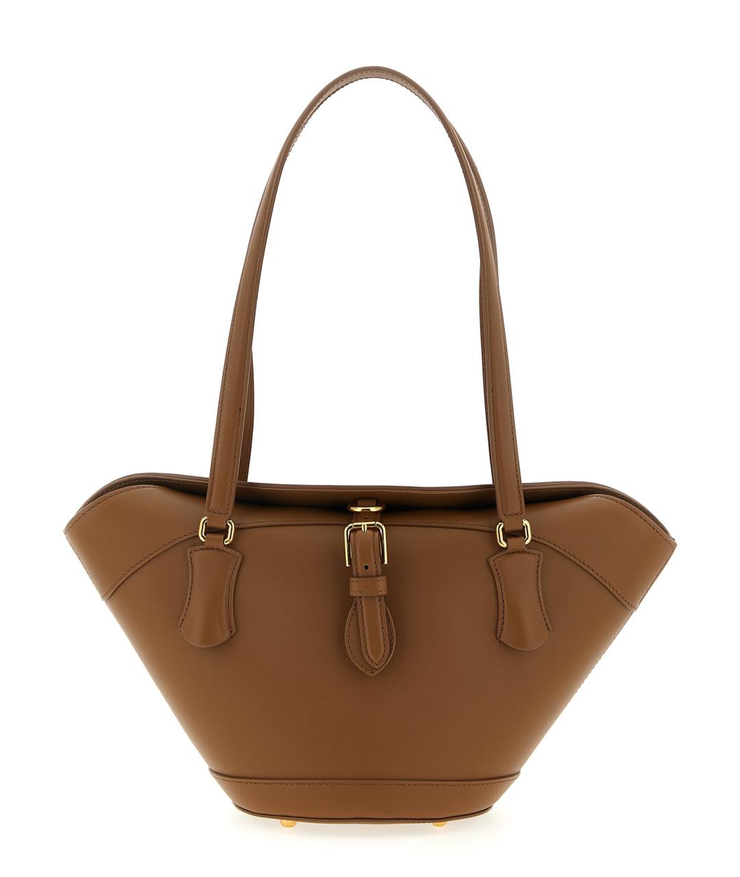 DOLCE&GABBANA Коричневая кожаная сумка тоут, фото 1