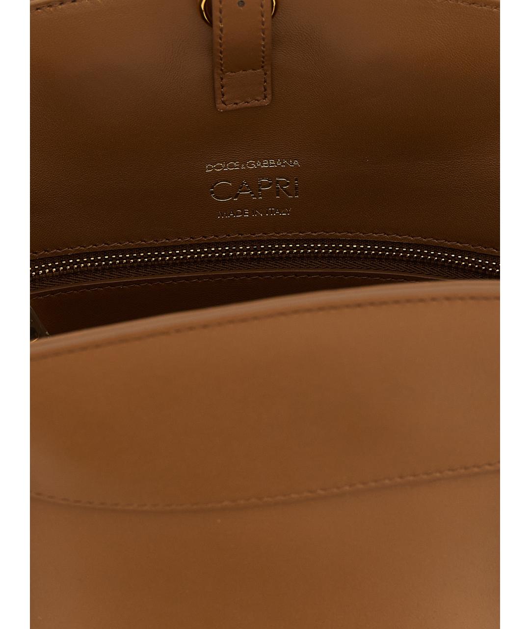 DOLCE&GABBANA Коричневая кожаная сумка тоут, фото 4