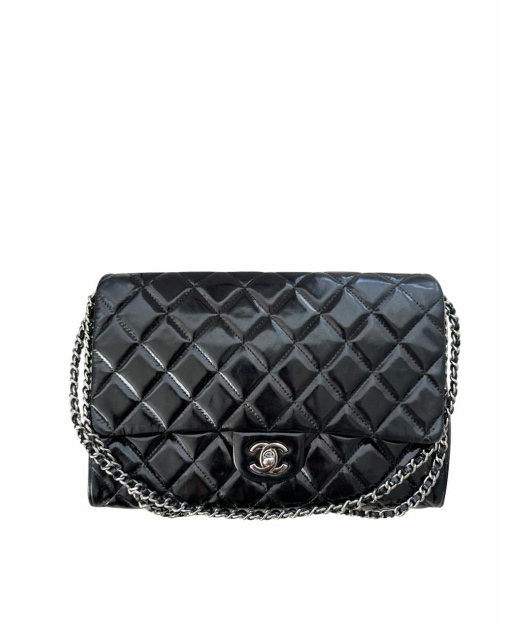 CHANEL Черная сумка через плечо из лакированной кожи, фото 1