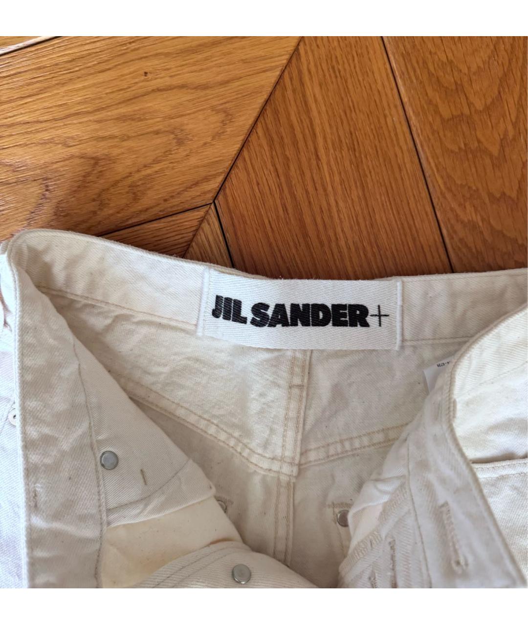 JIL SANDER Белые хлопковые прямые джинсы, фото 3