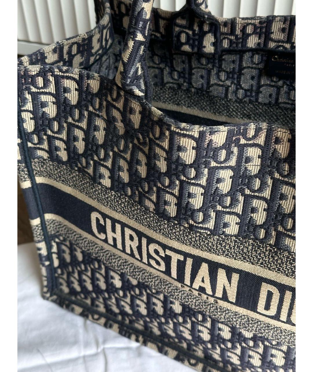CHRISTIAN DIOR Темно-синяя тканевая сумка тоут, фото 7