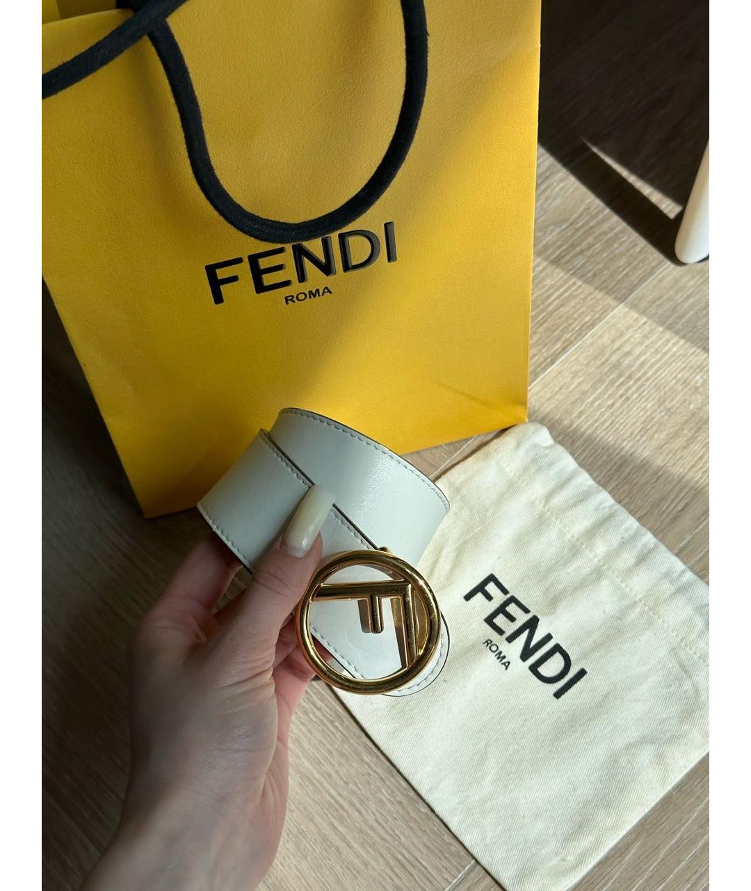 FENDI Белый кожаный ремень, фото 4