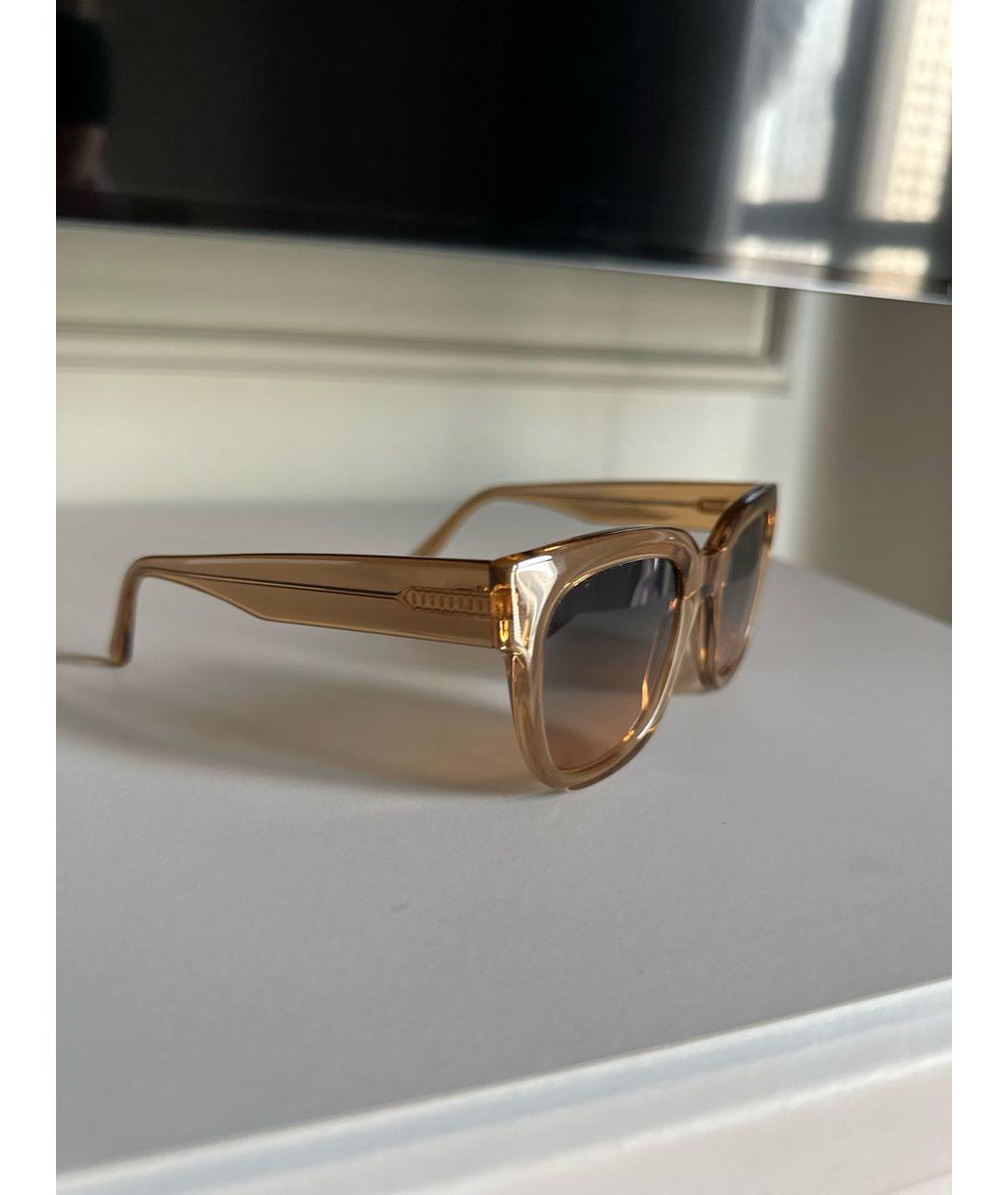 ANDY WOLF EYEWEAR Бежевые пластиковые солнцезащитные очки, фото 2