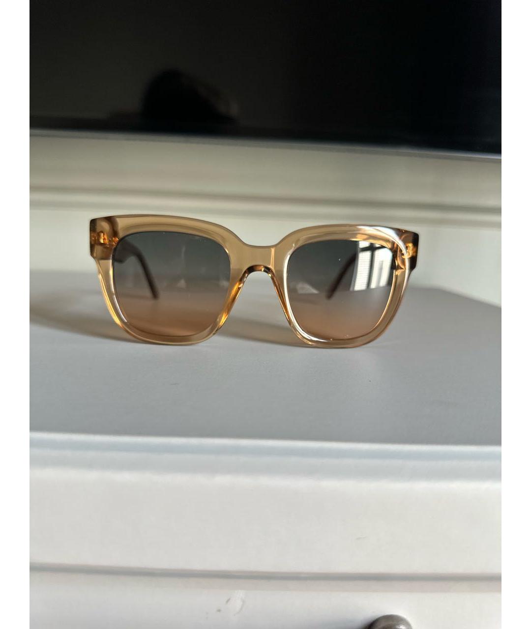 ANDY WOLF EYEWEAR Бежевые пластиковые солнцезащитные очки, фото 5