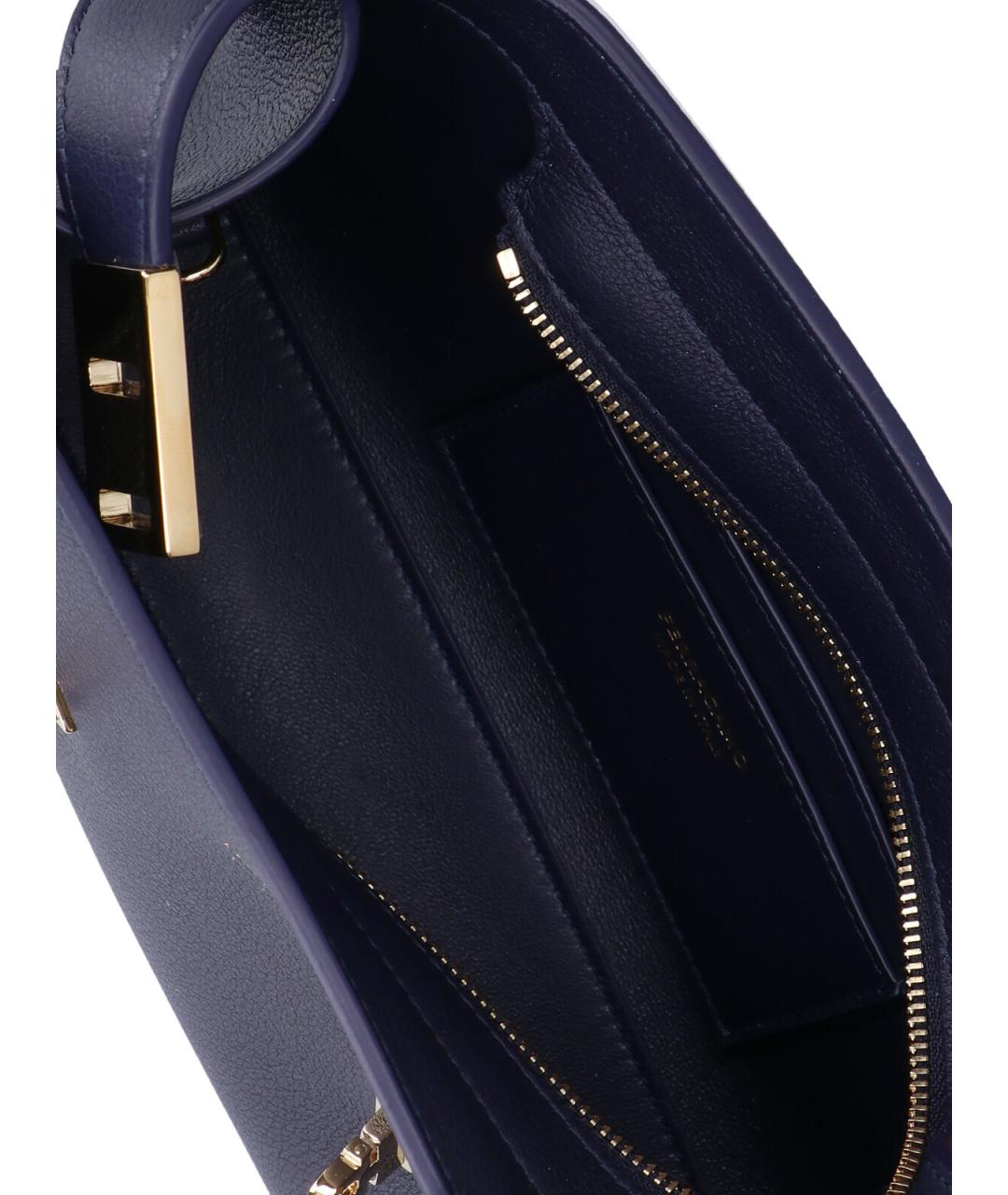 FERRAGAMO Темно-синяя кожаная сумка через плечо, фото 4