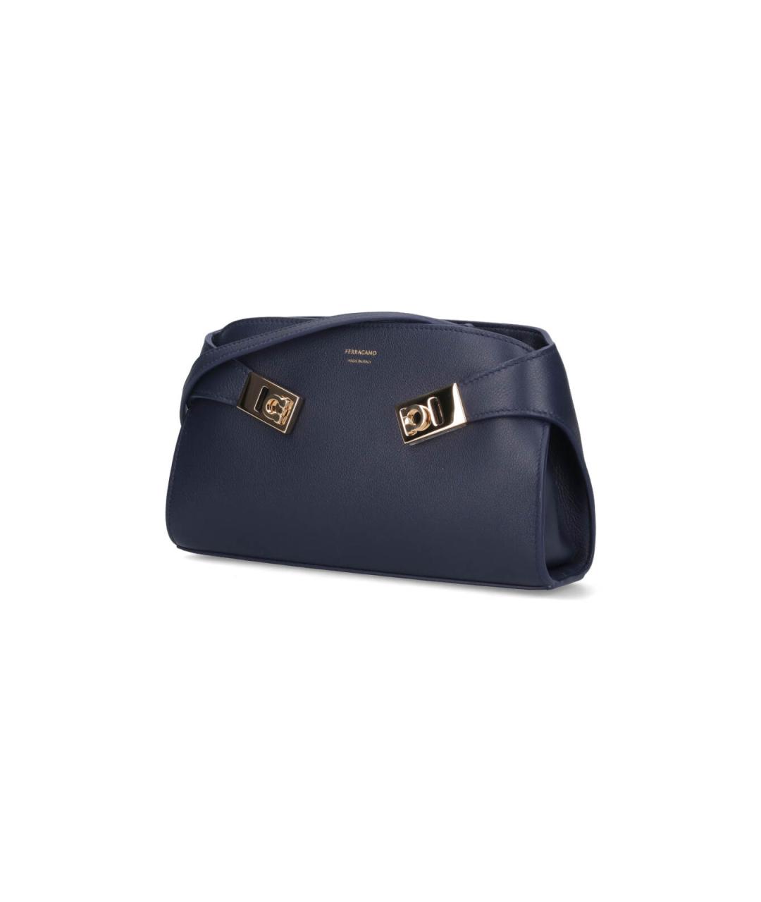 FERRAGAMO Темно-синяя кожаная сумка через плечо, фото 2