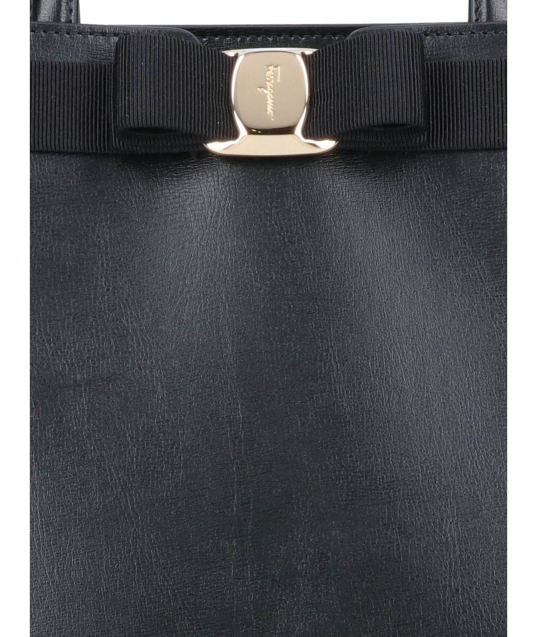 FERRAGAMO Черная кожаная сумка тоут, фото 4