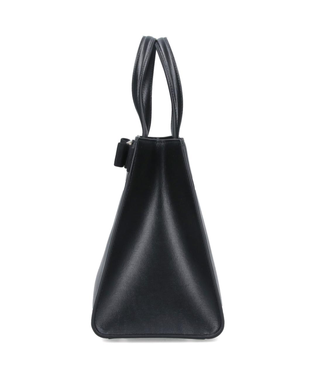 FERRAGAMO Черная кожаная сумка тоут, фото 5