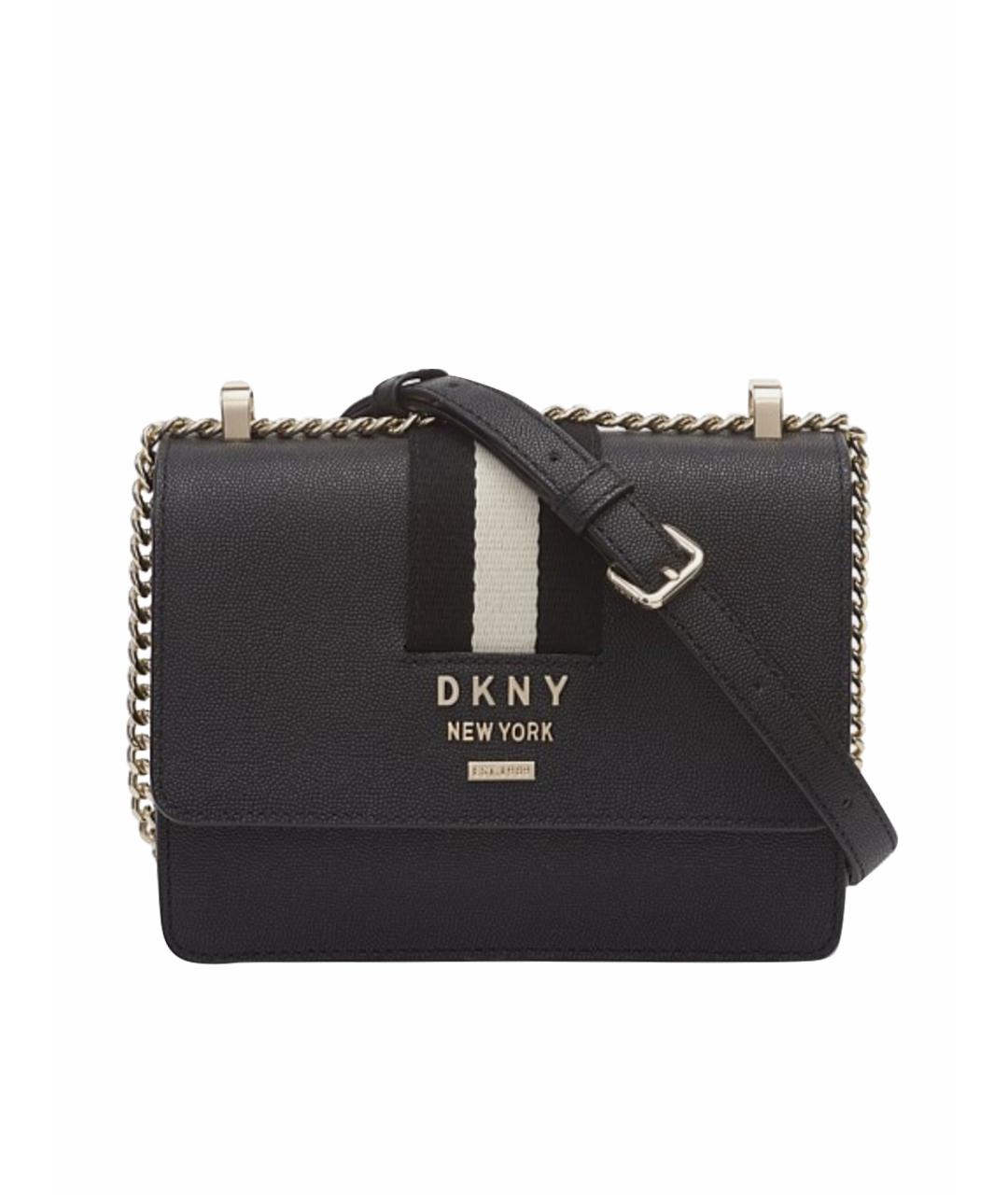 DKNY Черная кожаная сумка через плечо, фото 1