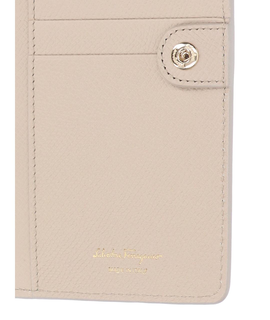 FERRAGAMO Бежевый кожаный кошелек, фото 4