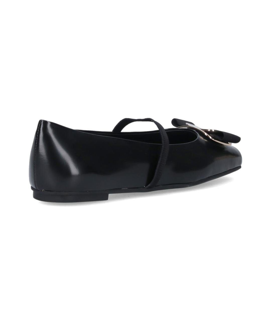 FERRAGAMO Черные кожаные балетки, фото 4