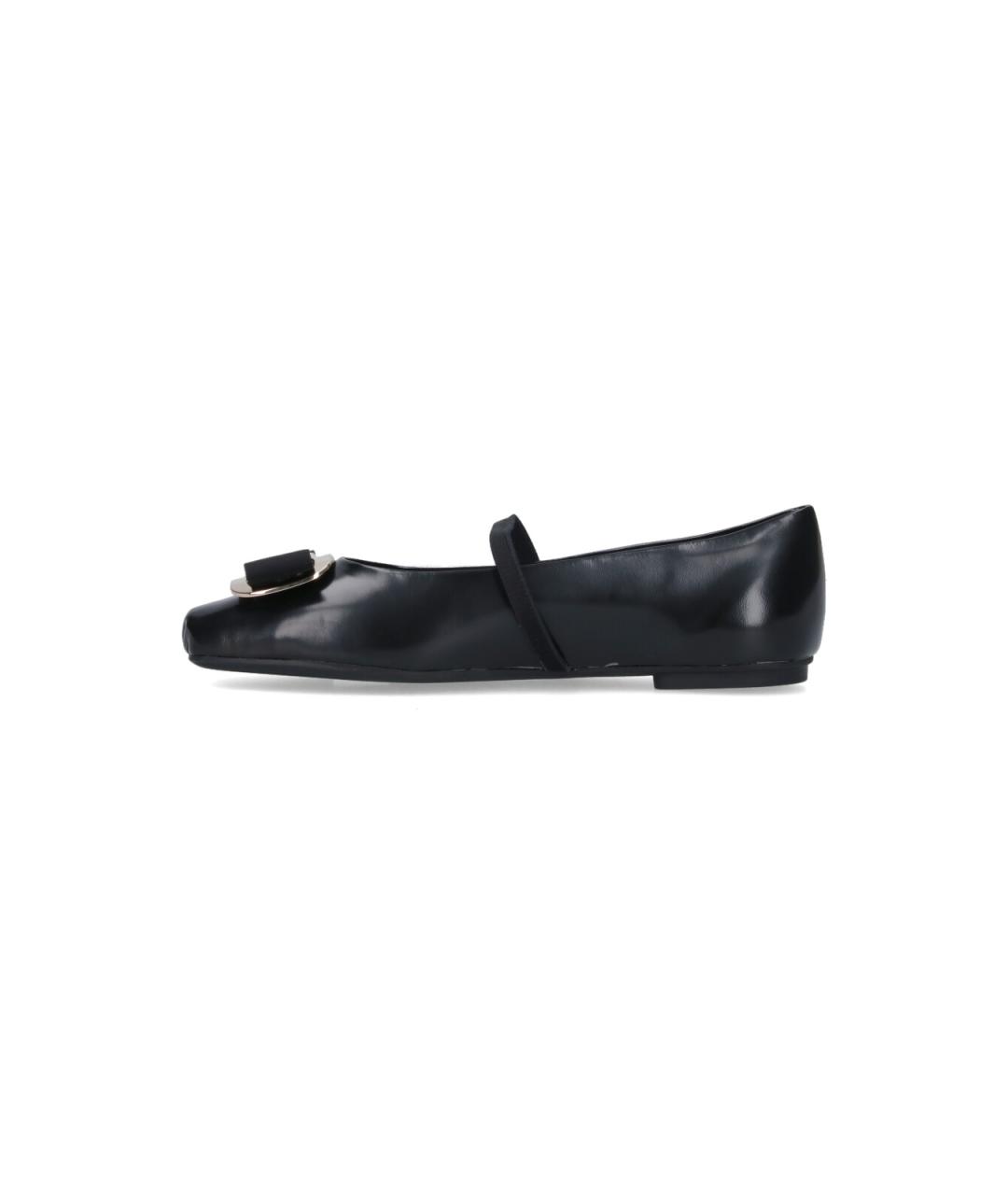 FERRAGAMO Черные кожаные балетки, фото 3