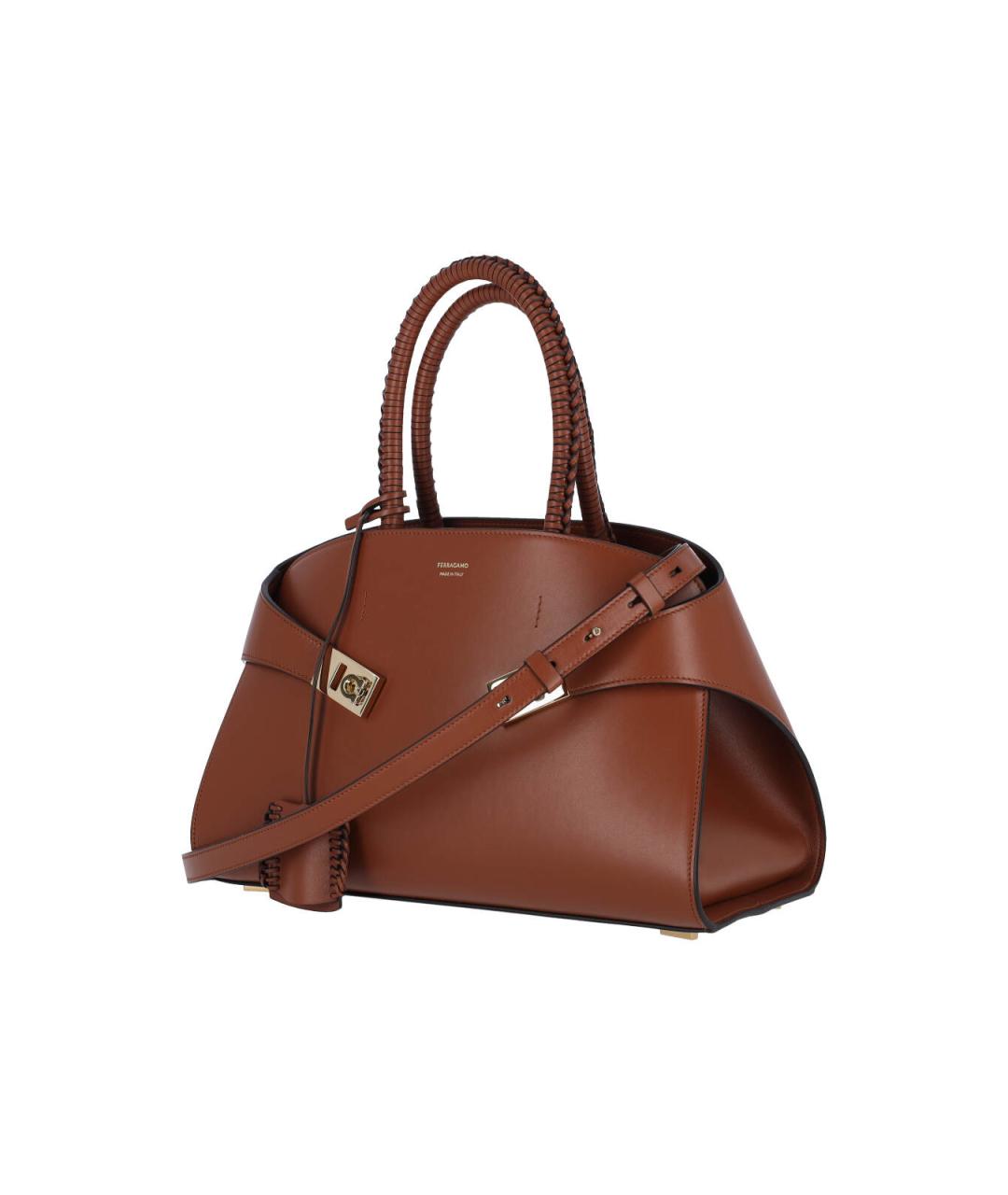 FERRAGAMO Коричневая кожаная сумка с короткими ручками, фото 2