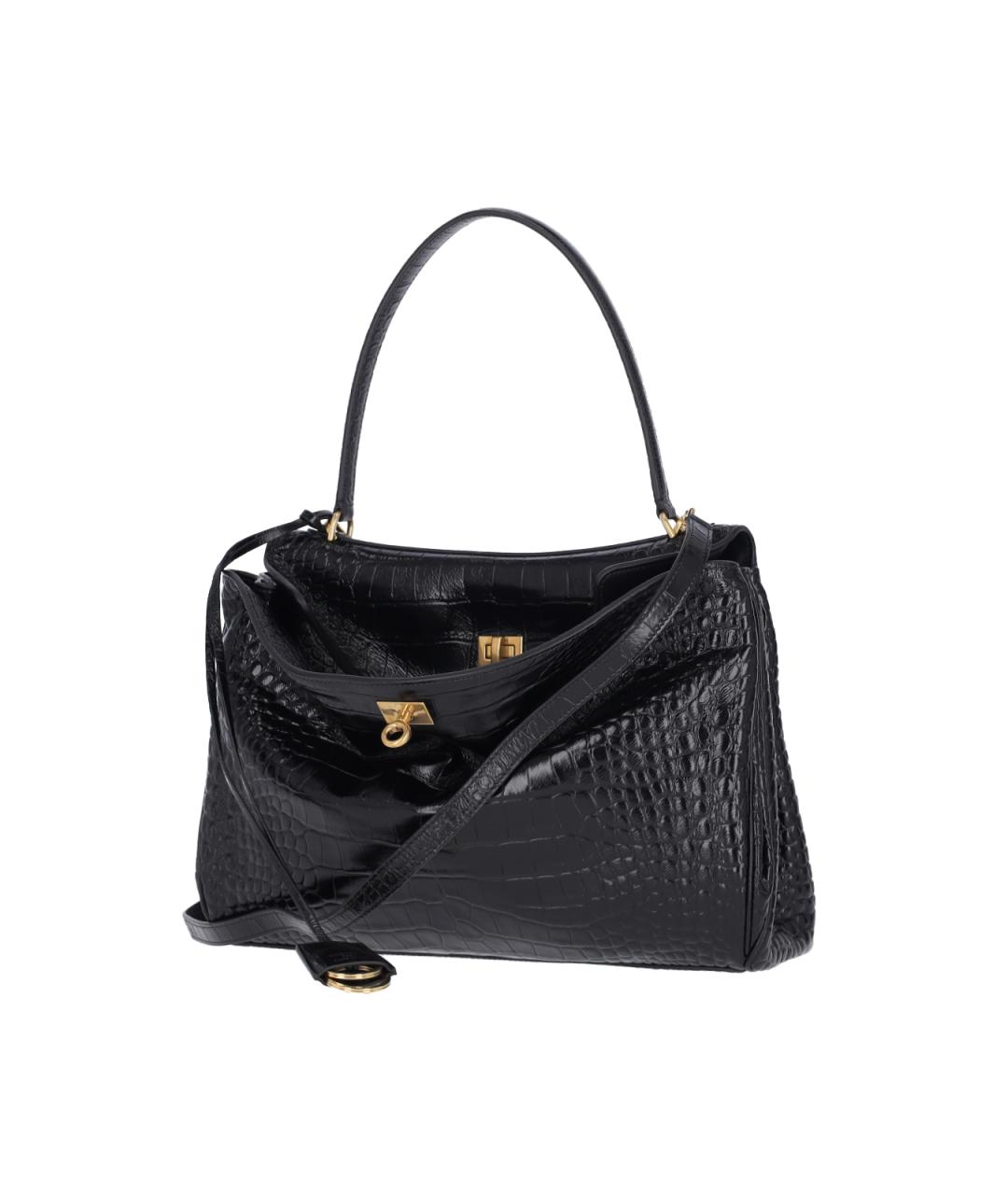 BALENCIAGA Черная кожаная сумка тоут, фото 2