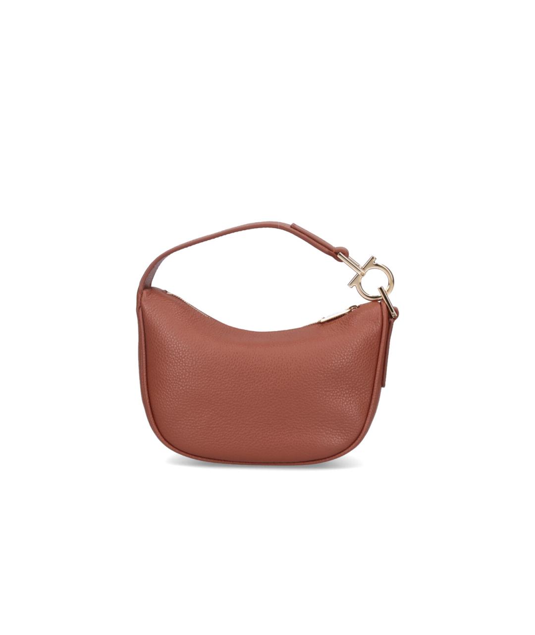 FERRAGAMO Коричневая кожаная сумка через плечо, фото 3