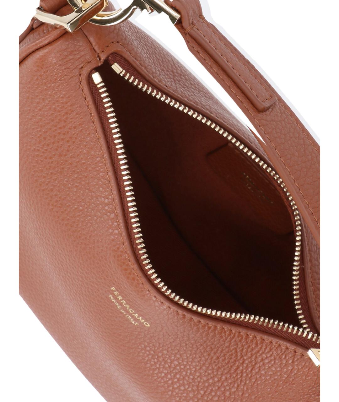 FERRAGAMO Коричневая кожаная сумка через плечо, фото 4