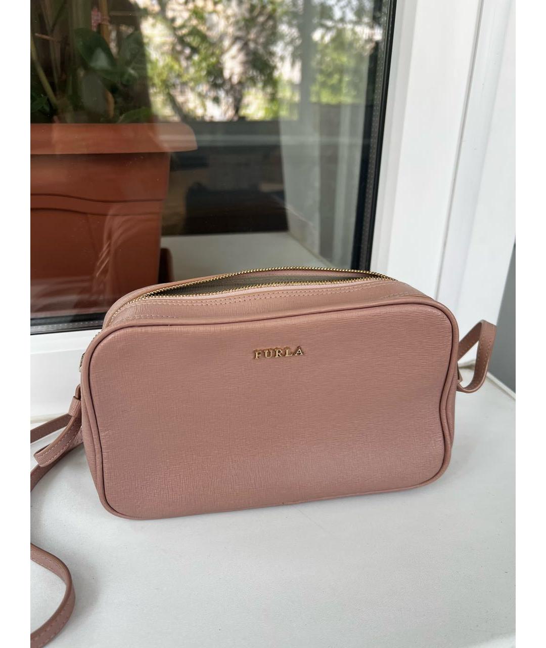 FURLA Розовая кожаная сумка через плечо, фото 5