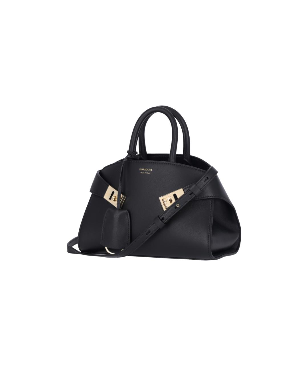 FERRAGAMO Черная кожаная сумка тоут, фото 2