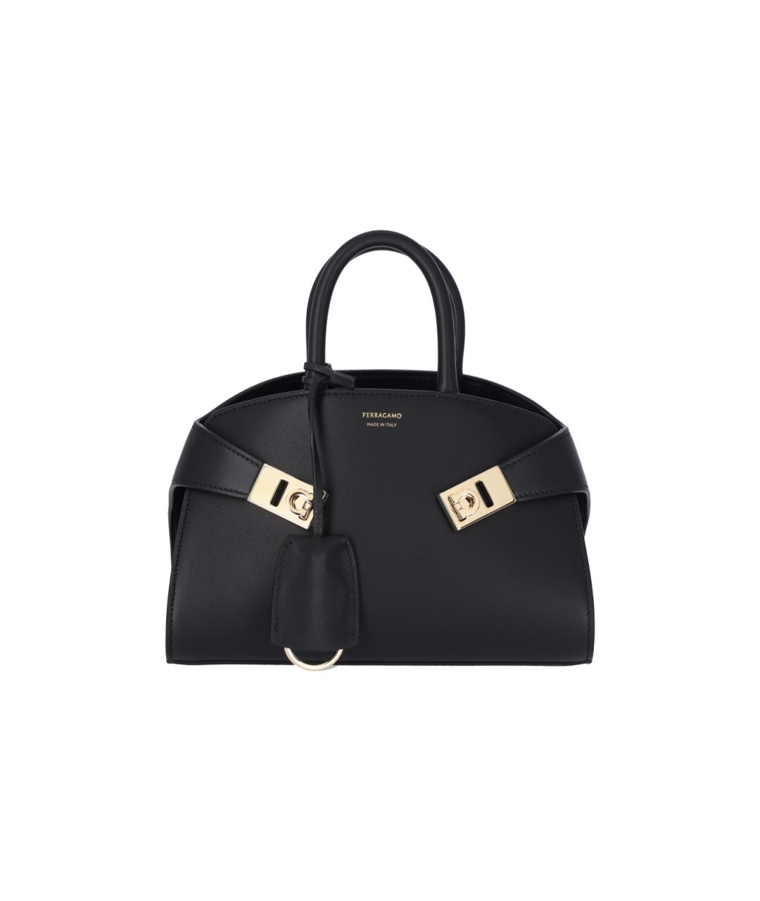 FERRAGAMO Черная кожаная сумка тоут, фото 1
