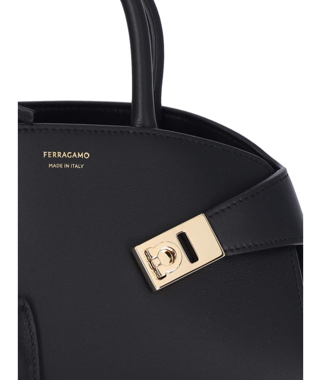 FERRAGAMO Черная кожаная сумка тоут, фото 4