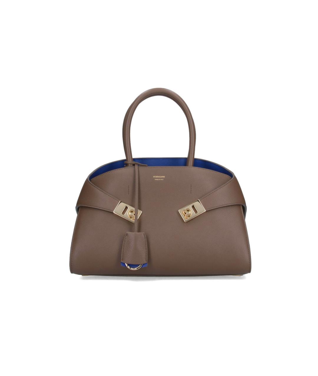 FERRAGAMO Коричневая кожаная сумка тоут, фото 1