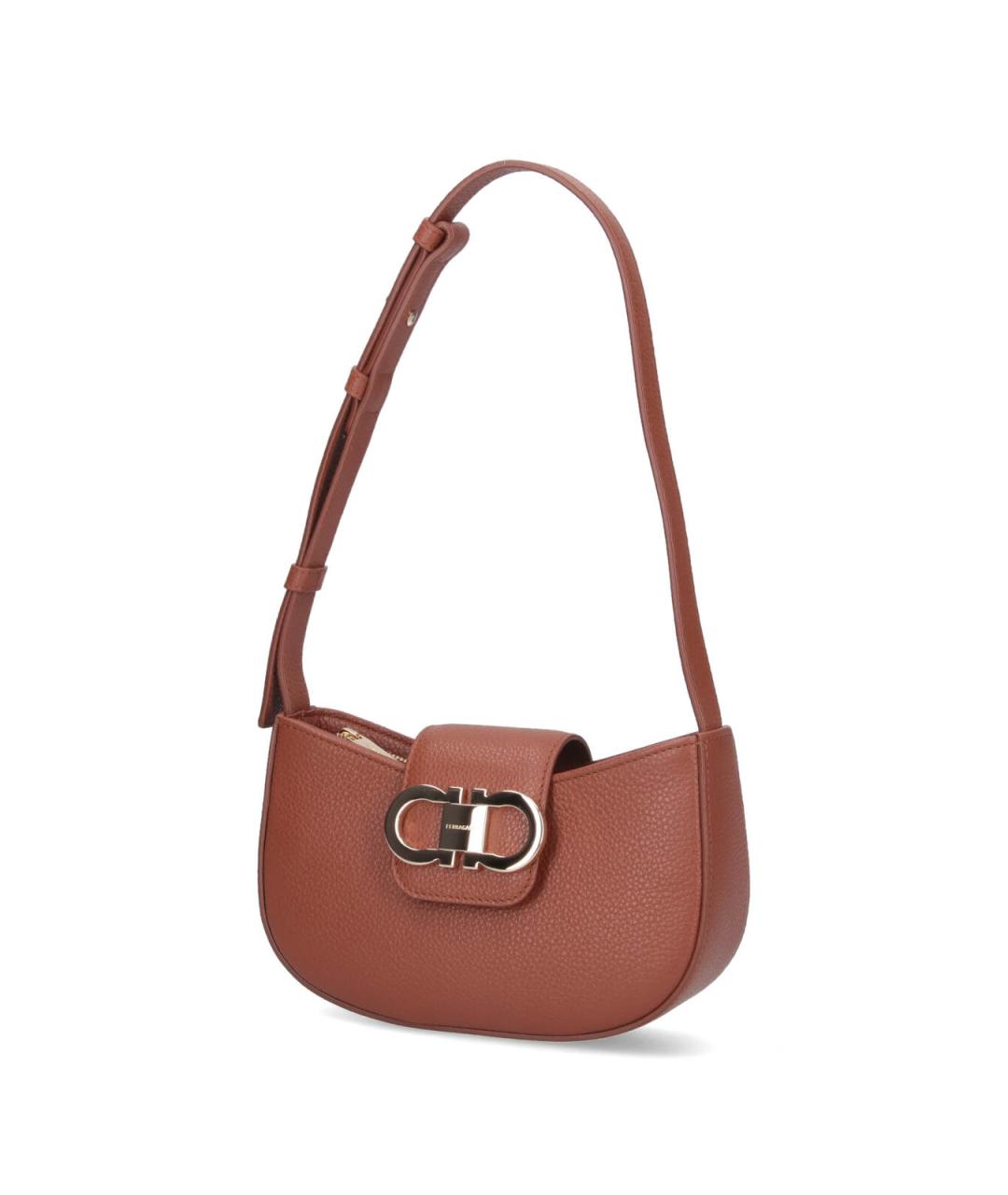 FERRAGAMO Коричневая кожаная сумка через плечо, фото 2