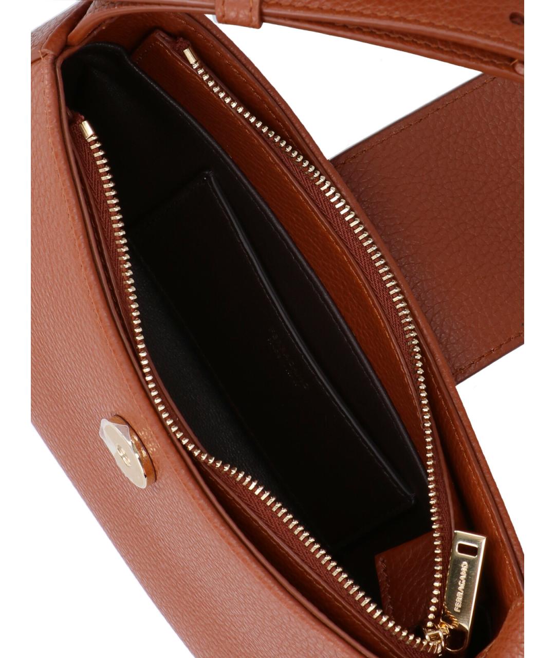 FERRAGAMO Коричневая кожаная сумка через плечо, фото 4