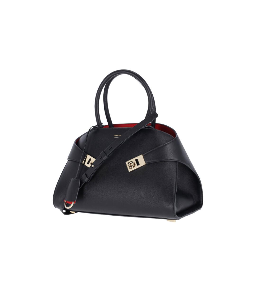 FERRAGAMO Черная кожаная сумка тоут, фото 2