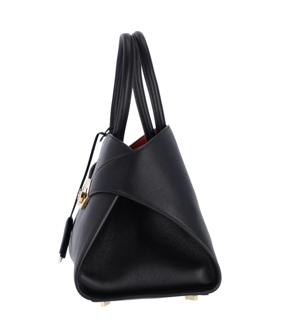 FERRAGAMO Черная кожаная сумка тоут, фото 5