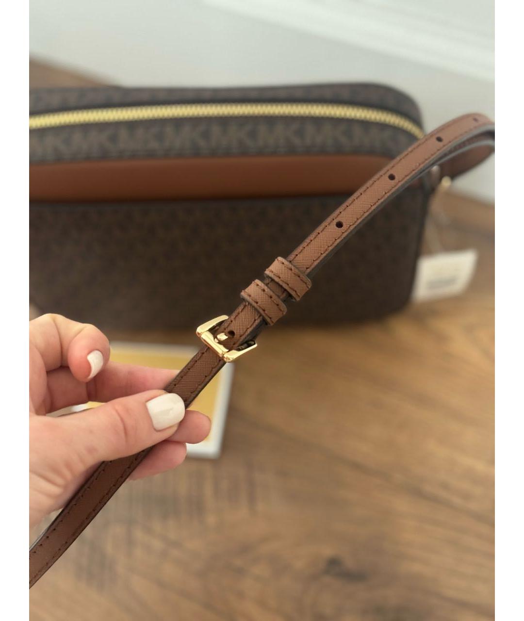 MICHAEL KORS Коричневая сумка через плечо из искусственной кожи, фото 8