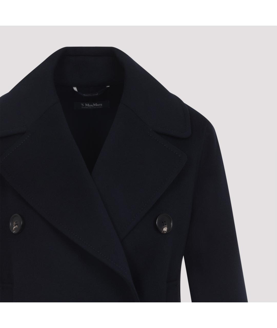 'S MAX MARA Темно-синее шерстяное пальто, фото 6