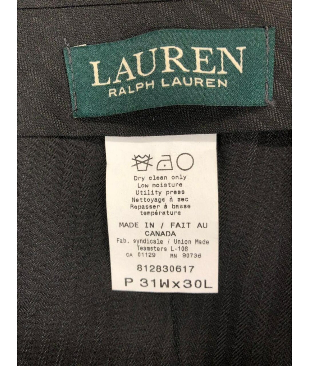 RALPH LAUREN Черные шерстяные классические брюки, фото 4