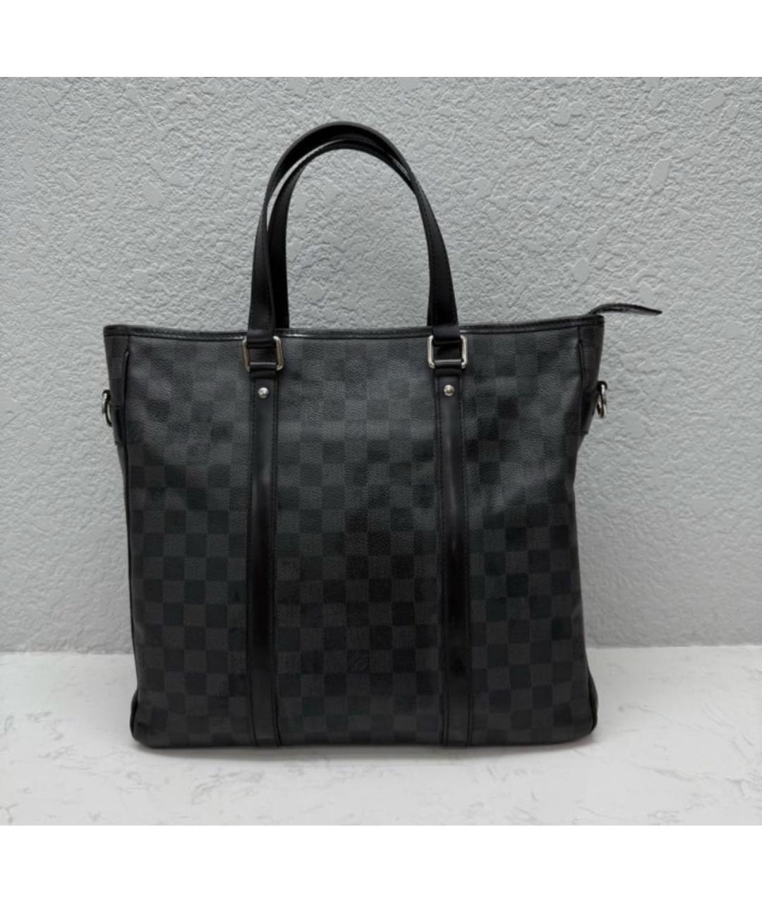 LOUIS VUITTON Антрацитовая кожаная сумка на плечо, фото 4