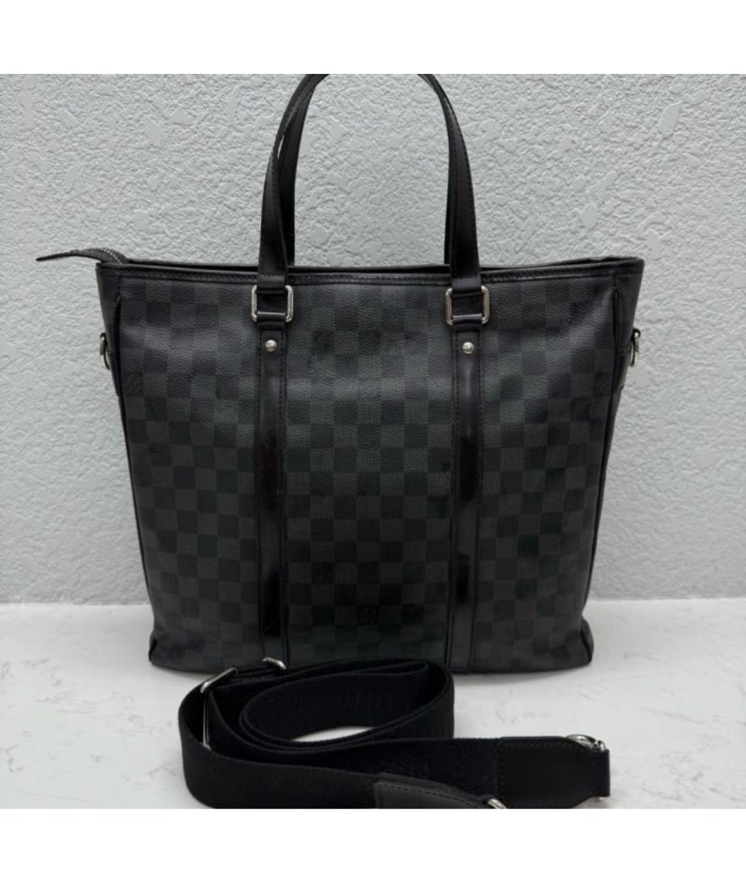 LOUIS VUITTON Антрацитовая кожаная сумка на плечо, фото 5