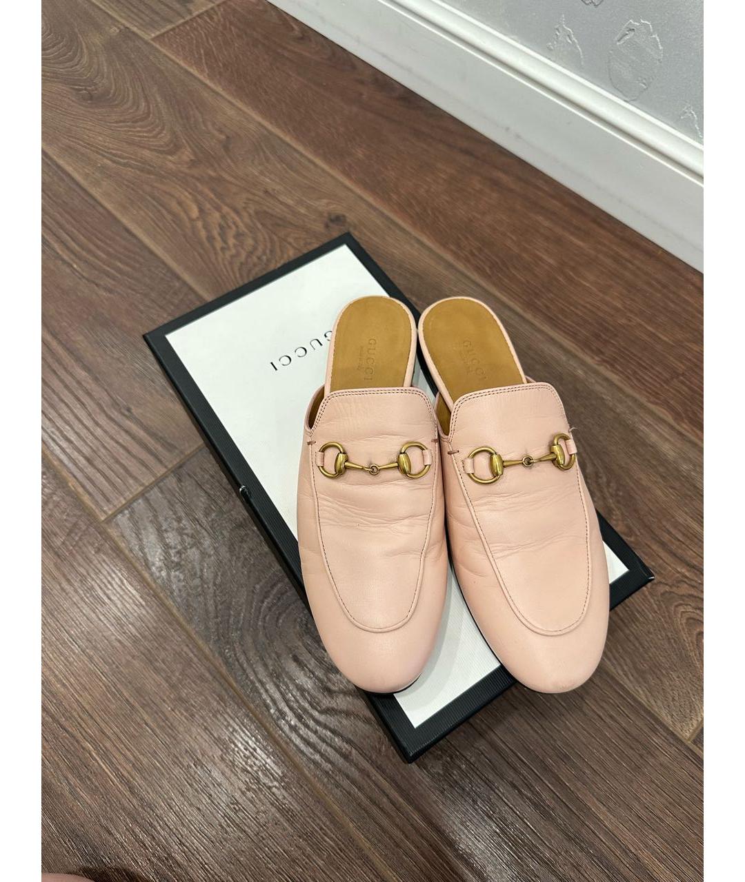 GUCCI Розовые кожаные мюли, фото 2