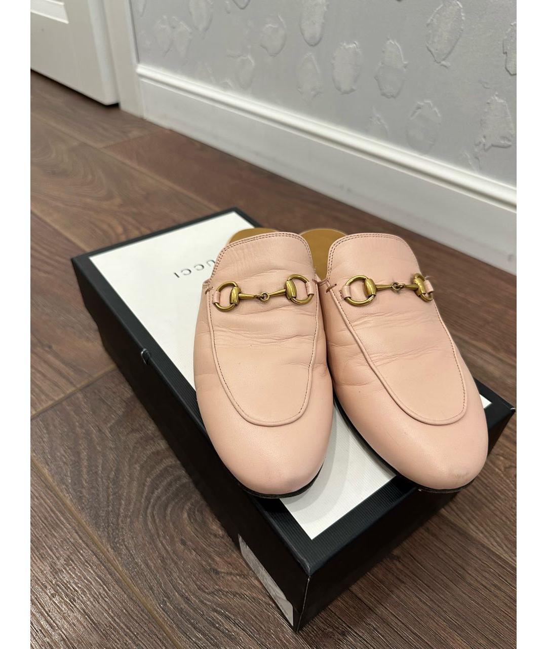 GUCCI Розовые кожаные мюли, фото 3