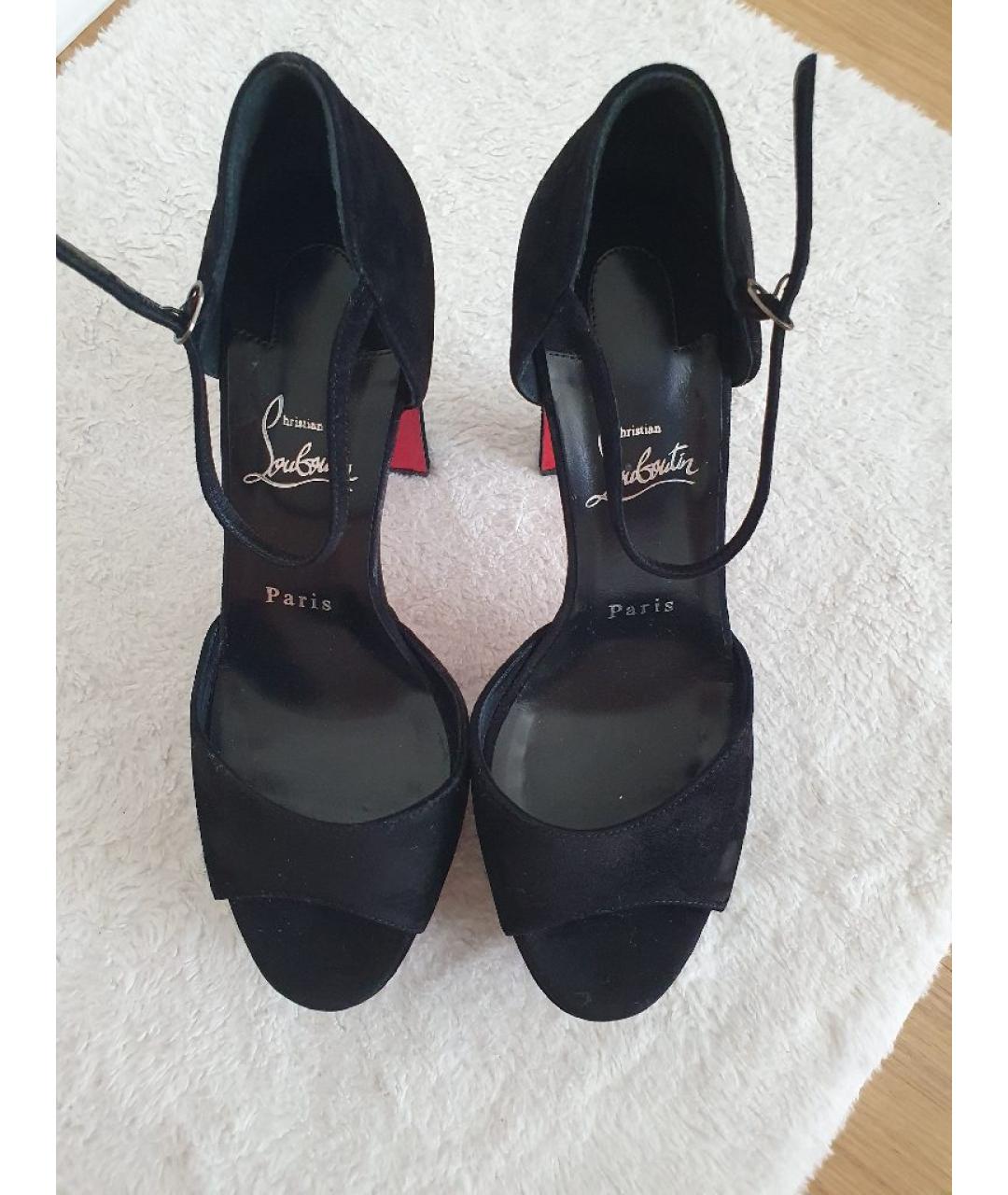 CHRISTIAN LOUBOUTIN Черные замшевые босоножки, фото 2