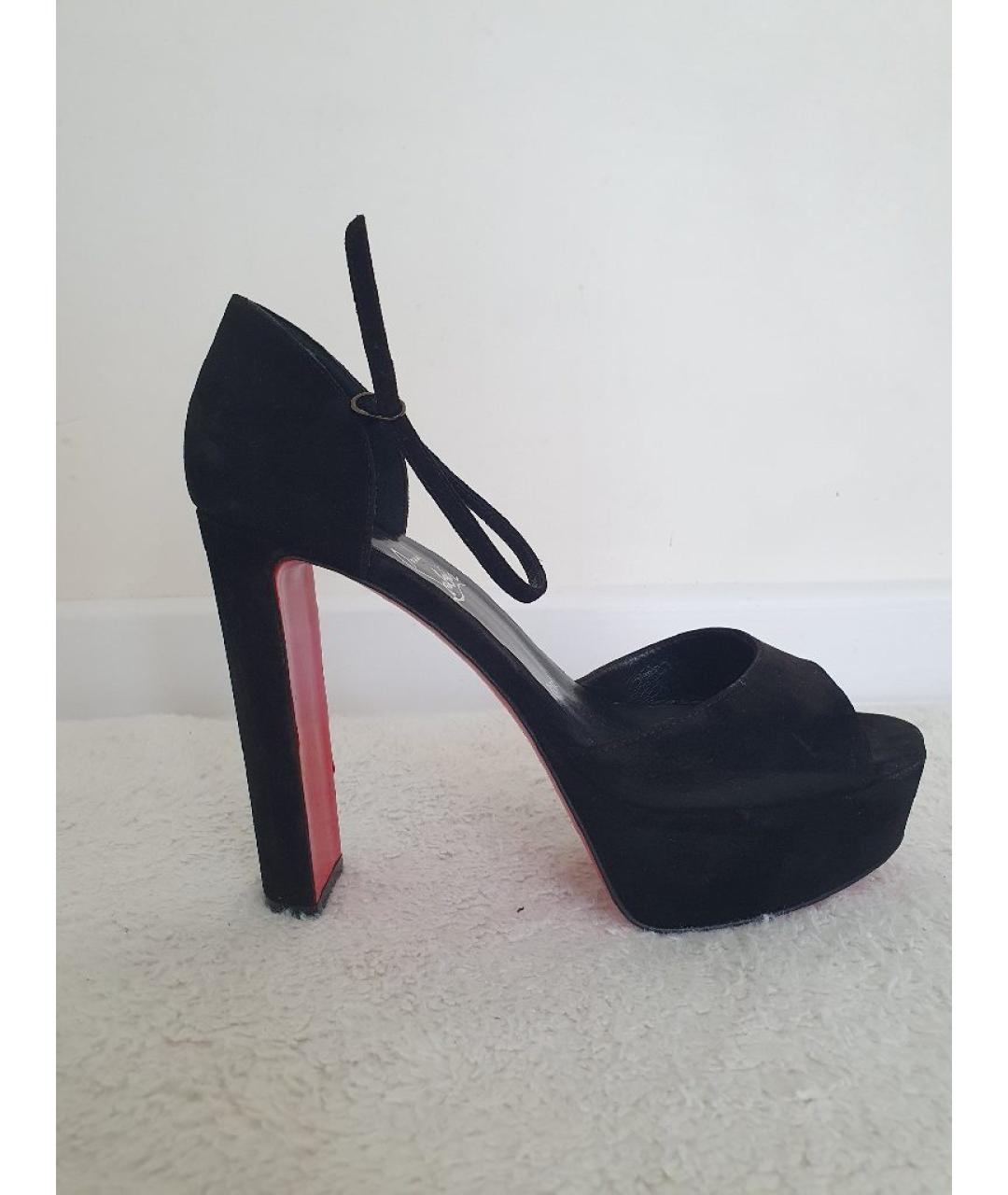 CHRISTIAN LOUBOUTIN Черные замшевые босоножки, фото 7