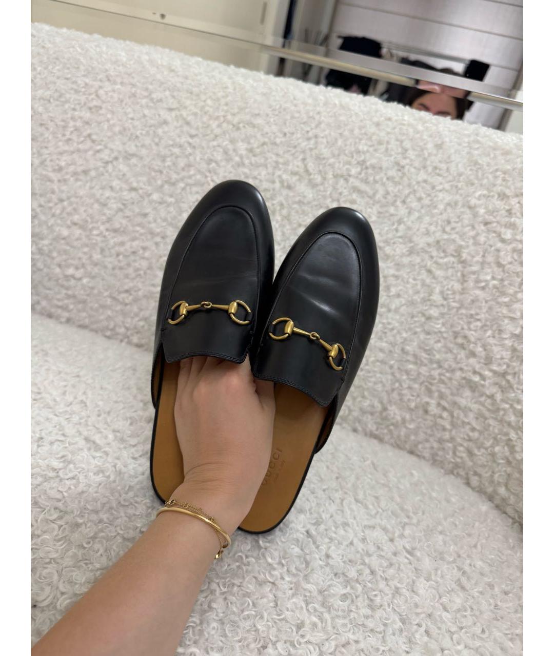 GUCCI Черные кожаные сабо, фото 4