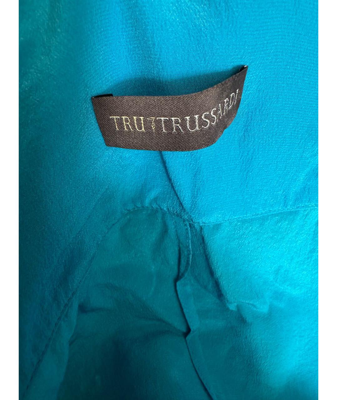 TRUSSARDI Голубая шелковая майка, фото 3