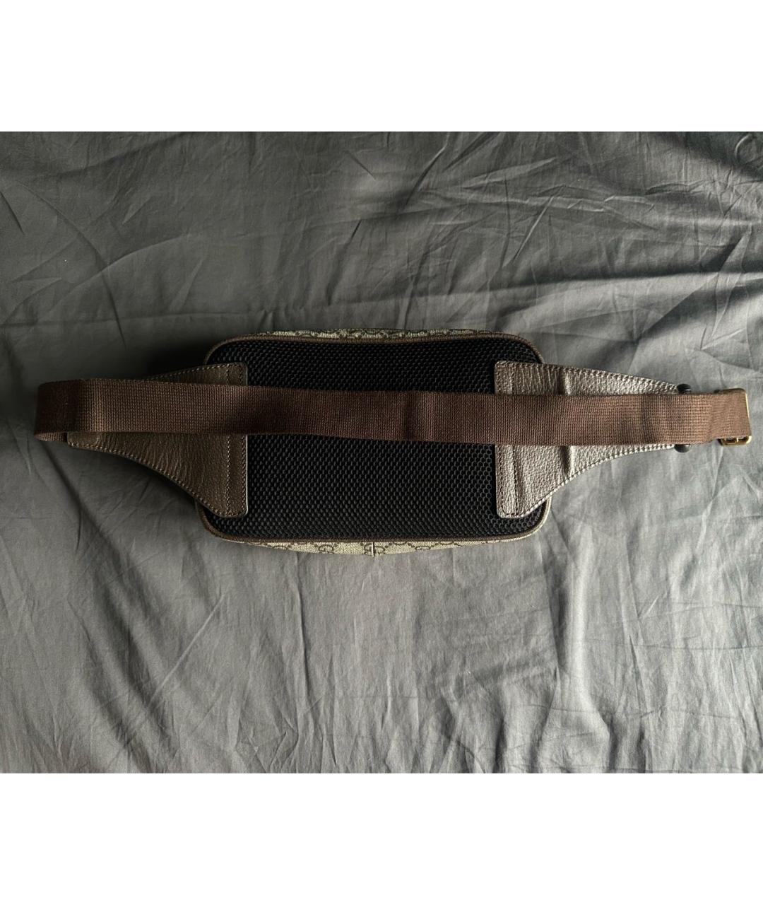 GUCCI Коричневая тканевая поясная сумка, фото 2
