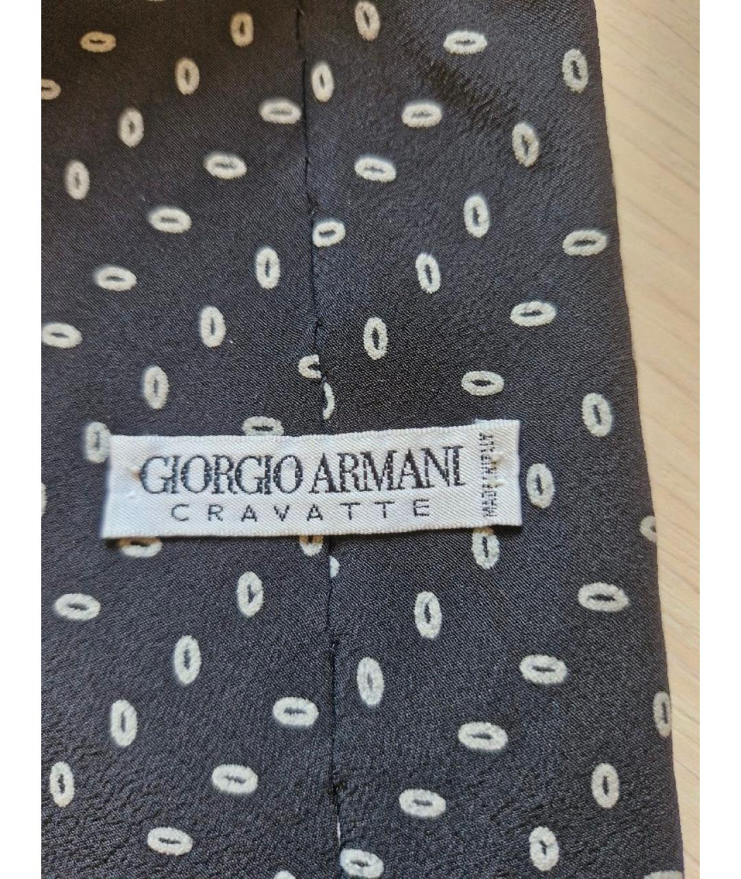 GIORGIO ARMANI Черный шелковый галстук, фото 2