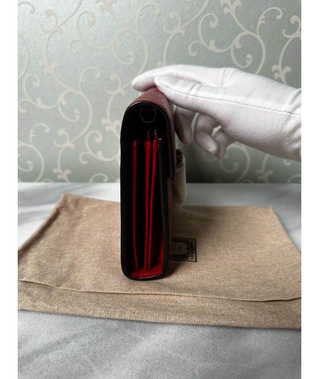 GUCCI Бордовая кожаная сумка через плечо, фото 3