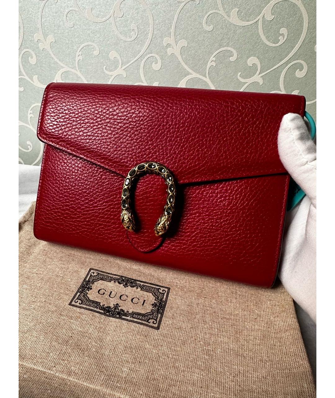 GUCCI Бордовая кожаная сумка через плечо, фото 2