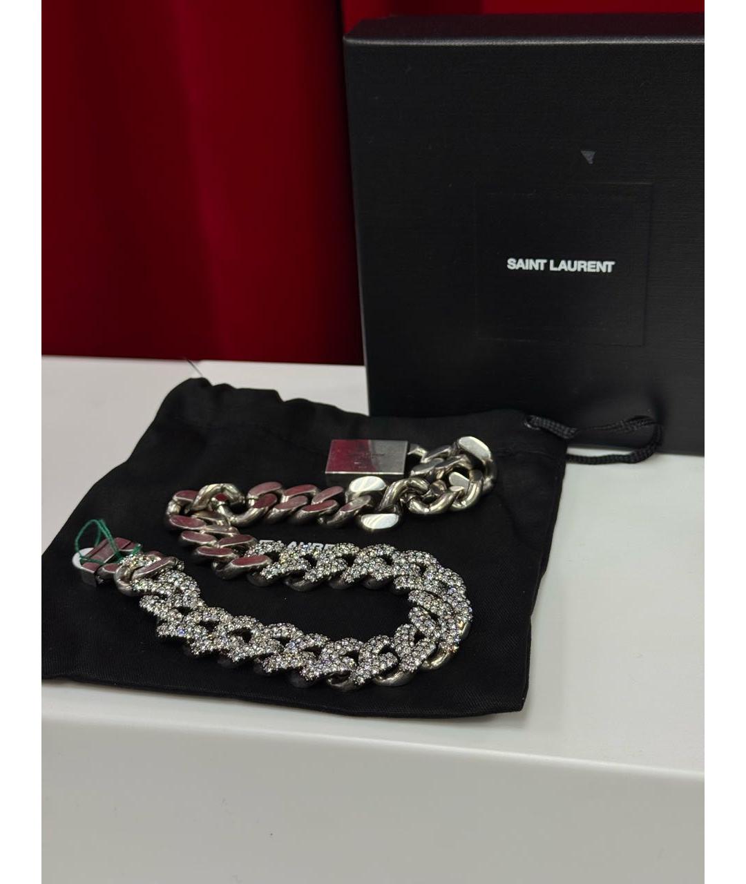 SAINT LAURENT Серебряное металлическое колье, фото 4