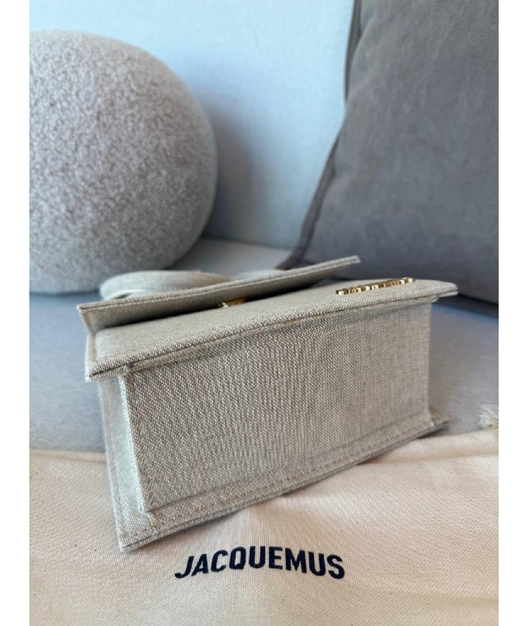 JACQUEMUS Бежевая тканевая сумка с короткими ручками, фото 4