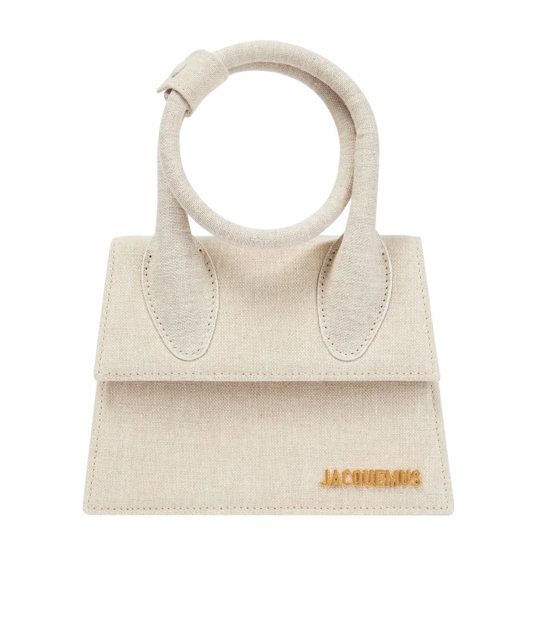 JACQUEMUS Бежевая тканевая сумка с короткими ручками, фото 1