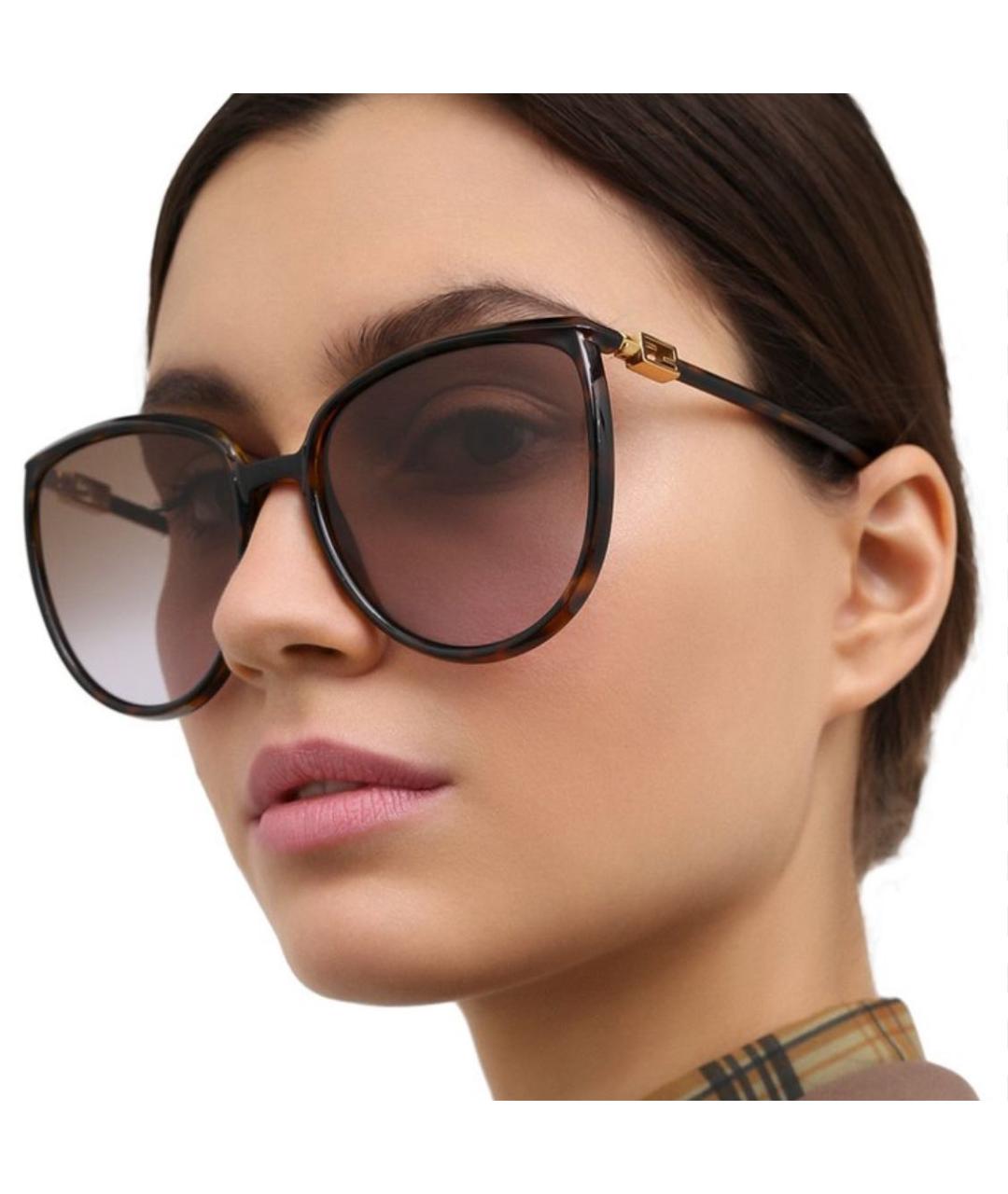 FENDI Коричневые пластиковые солнцезащитные очки, фото 2